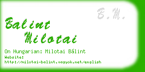 balint milotai business card